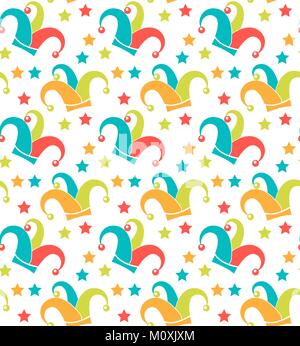 Carnival seamless pattern. Purim repetitive texture. Holiday, masquerade, festival, party. Endless background, backdrop, wallpaper, paper. Vector illustration. Stock Vector