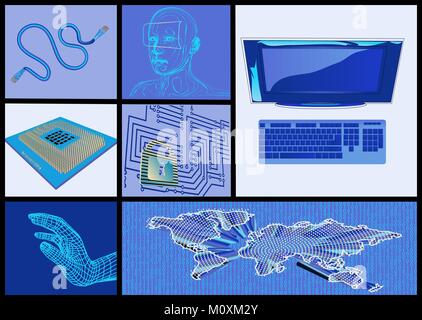 internet and computer technologies set Stock Vector