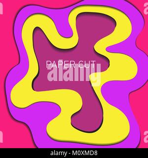 Abstract liquid paper cut background. Papercut layers with shadows backdrop. Template for your design. Carving or origami style. Vector illustration. Stock Vector