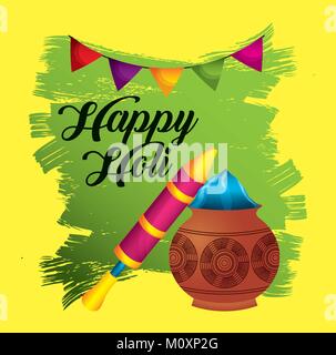 happy holi festive party traditional poster invitation Stock Vector