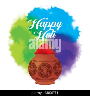 happy holi color powder decorated poster Stock Vector