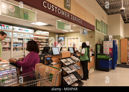 Customer Service desk that handles returns and complaints in a Publix Supermarket in Florida, United States of America. Stock Photo