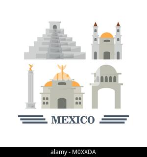 colorful set of mexico icons Stock Vector