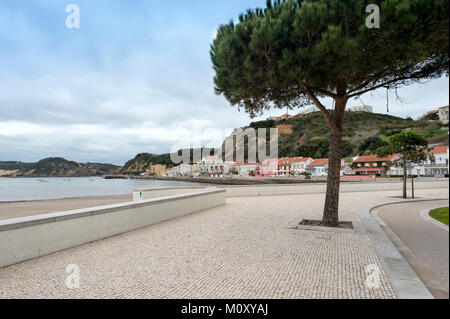 Harbourside in Sao Martinho do Porto on the Silver Coast, Portugal. Stock Photo