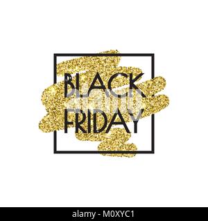 Black Friday Sale Poster with Shiny gold glitter Stock Vector