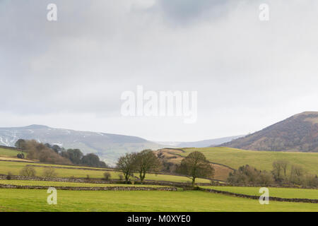 An image of the hills and dales in Derbyshire, England, UK taken on a cold winters morning. Stock Photo