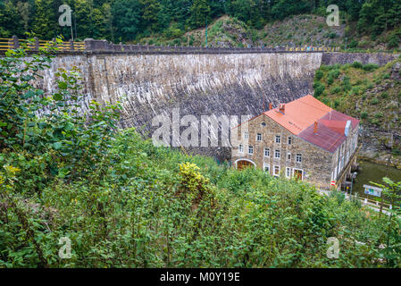 Hydroelectric power plant of Zlotniki Dam on the Kwisa River in Lower Silesian Voivodeship of Poland Stock Photo