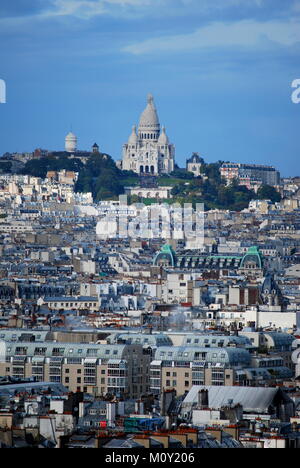 A breath taking view of the Sacre Coeur in the distance on a hill overlooking Paris Stock Photo