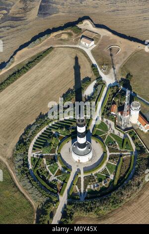 France,Charente Maritime,Saint Denis d'Oleron,Chassiron lighthouse (aerial view) Stock Photo