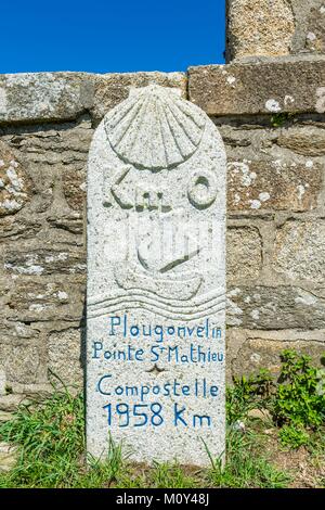 France,Finistere,Plougonvelin,Pointe de Saint-Mathieu,starting point of the Way to Santiago de Compostela Stock Photo