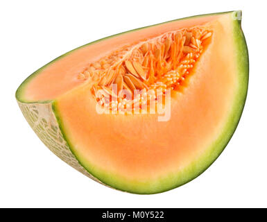 sliced cantaloupe melon path isolated Stock Photo