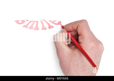 Man hand writing a smile Stock Photo