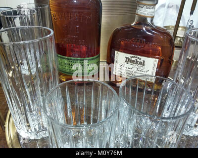 A display of Bulleit American Whiskey and George Dickel 'Barrel Select' Tennessee Whisky (note Scottish spelling of 'whisky') in New York on Sunday, January 21, 2018. Bulleit and George Dickel are brands of the global liquor conglomerate Diageo. (Â© Richard B. Levine) Stock Photo