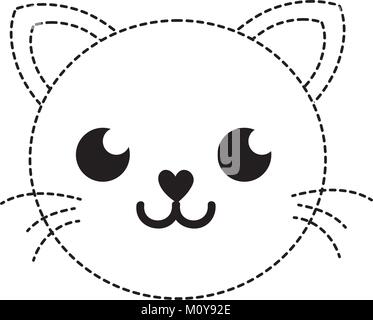 dotted shape happy cat head cute animal Stock Vector