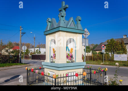 Wayside shrine in Mariew, small village near Warsaw in Masovian Voivodeship of Poland Stock Photo
