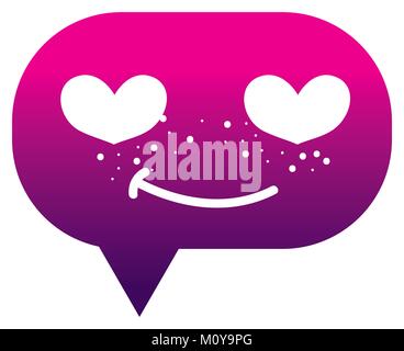 silhouette enamored chat bubble kawaii cartoon Stock Vector