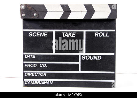Movie clapper board on a white background Stock Photo