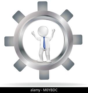 Gear 3D man logo vector Stock Vector