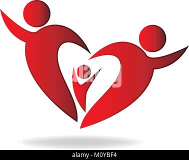 Family heart logo vector Stock Vector