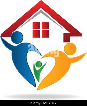 House and happy family logo Stock Vector