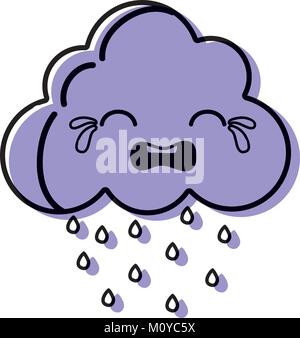 color crying natural cloud weather kawaii Stock Vector