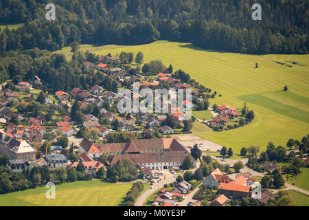 Aerial view of Rottenbuch, Weilheim-Schongau district, Bavaria, Germany Stock Photo