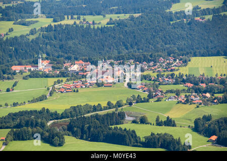 Aerial view of Rottenbuch, Weilheim-Schongau district, Bavaria, Germany Stock Photo