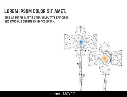 Photo studio equipment. Two reflectors made in polygon style Stock Vector