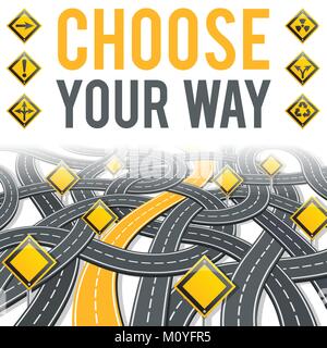 Road Infographics with Signposts Stock Vector