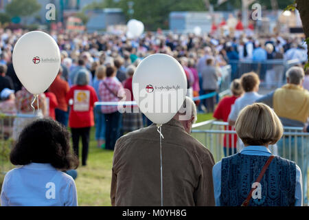 Germany, Cologne, opening worship of the Eucharistic Congress 2013 at the Tanzbrunnen in the district Deutz.  Deutschland, Koeln, Eroeffnungsgottesdie Stock Photo