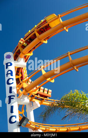 Roller coaster at Santa Monica Pier, California Stock Photo