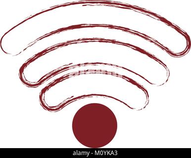 wifi signal icon in dark red blurred silhouette Stock Vector
