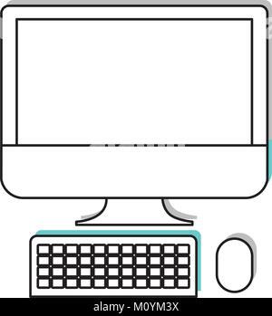 desktop computer icon in watercolor silhouette Stock Vector