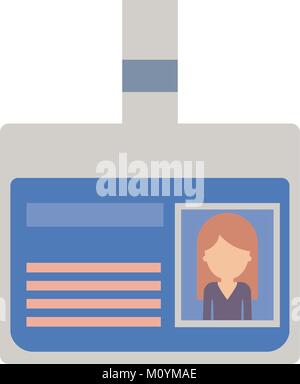 identification card with half body woman picture and faceless with long straight hair in colorful silhouette Stock Vector