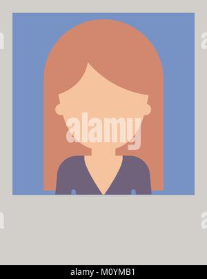 identification photo of faceless woman with long straight hair in colorful silhouette Stock Vector