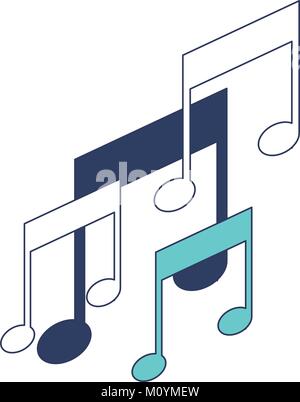 musical notes icons in blue color sections silhouette Stock Vector