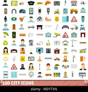 100 municipal icons set, flat style Stock Vector Image & Art - Alamy