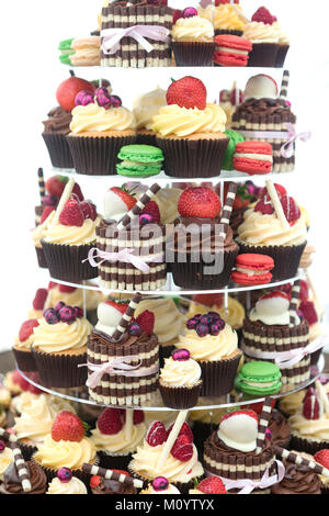 Sample of cup cakes/buns in café Stock Photo