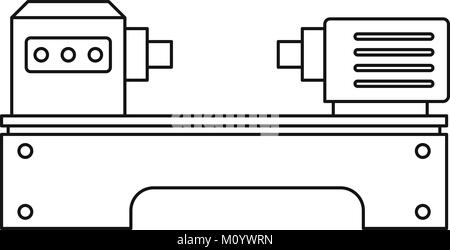 Lathe machine icon, outline style Stock Vector