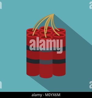 Red dynamite sticks icon, flat style Stock Vector