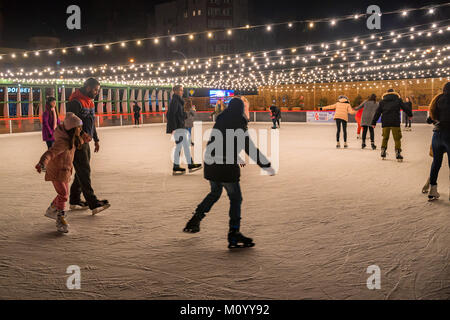 ROSTOV-ON-DON, DECEMBER 03, 2017: People on skating rink Stock Photo