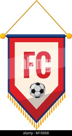 Red and white pennant with soccer ball icon Stock Vector