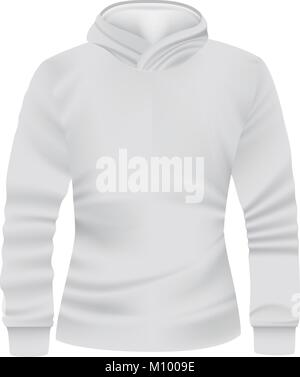 White hoodie front view mockup, realistic style Stock Vector