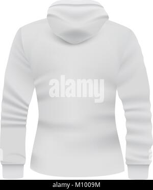 White hoodie back view mockup, realistic style Stock Vector
