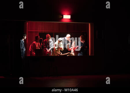 London, UK. 24th Jan, 2018. Peeping Tom present Moeder (Mother) at the Barbican which runs from 24th to 27th January. The performance is parto of The London International Mime Festival 2018. photo Credit: Danilo Moroni/Alamy Live News Stock Photo