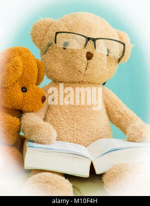 Teddy Bear Reading A Book For Education Stock Photo