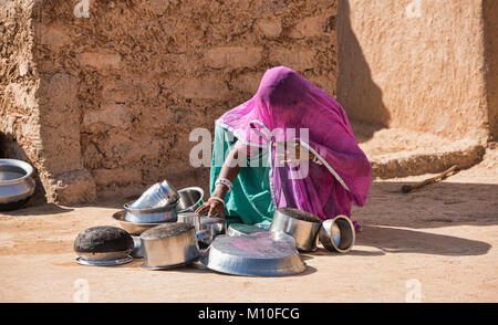 Woman in a rural community in the Thar Desert, Rajasthan, India Stock Photo