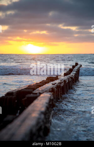 Sunrise over the erosion Groynes in Victor Harbor Stock Photo - Alamy