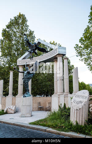 Budapest, Hungary - August 14, 2017:  Memorial for victims of the German Occupation in Liberty Square of Budapest. Stock Photo