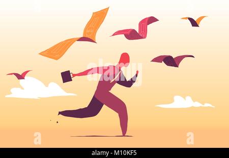 Business man run towards a rich future Stock Vector